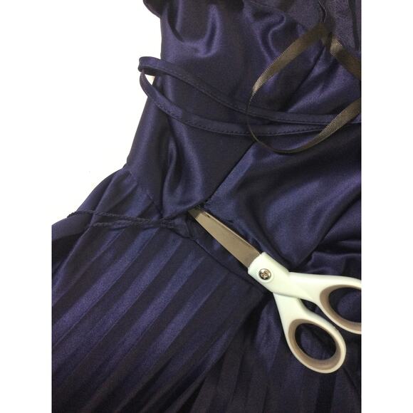 B DARLIN SZ 11 12 juniors navy blue pleated strappy A-Line midi Dress NEW b65 - Picture 8 of 8